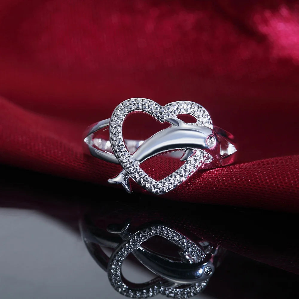 Dolphin Heart Ring