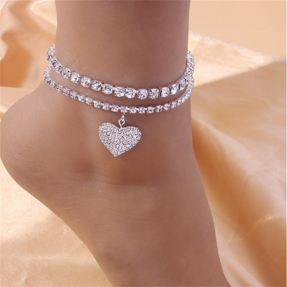 Sparkling Heart Anklet